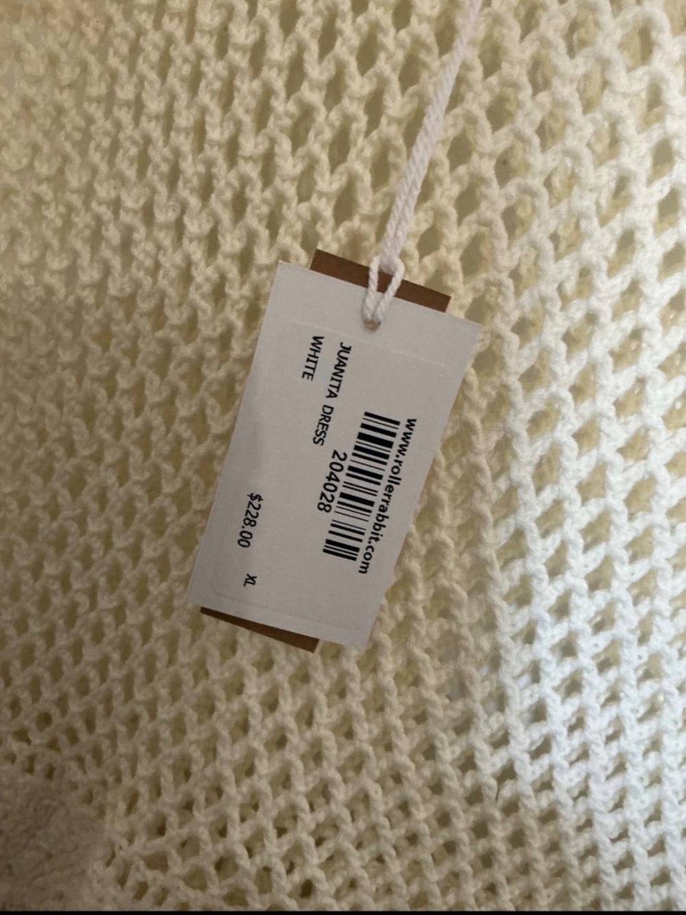 Roller Rabbit Juanita Dress (white crochet knit), and the tag - Picture 2 of 2